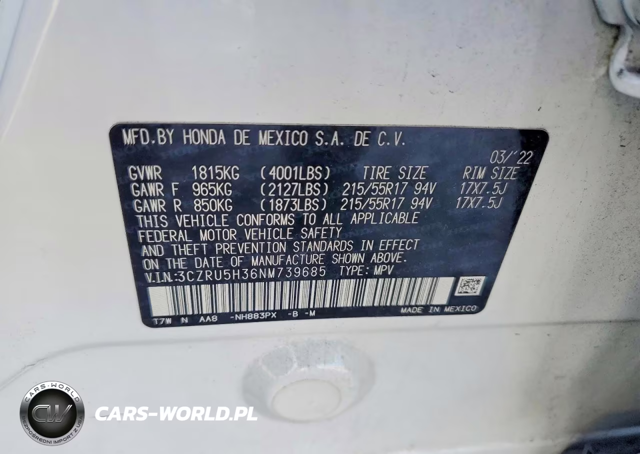 2022 Honda Hr-V Lx VIN:3CZRU5H36NM739685 - 13
