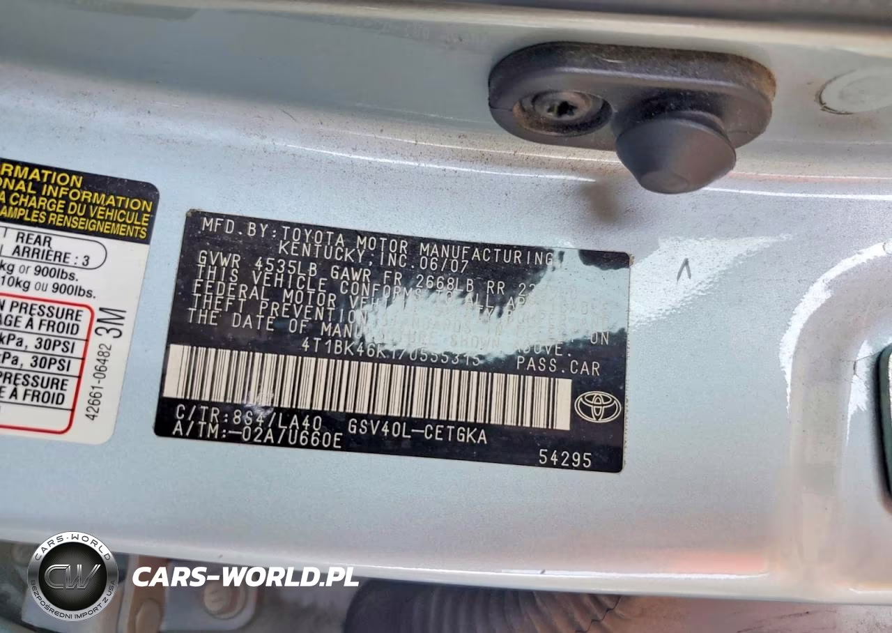 2007 Toyota Camry Xle V6 VIN:4T1BK46K17U555315 - 12