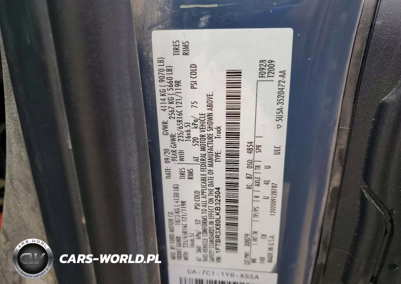 2020 Ford Transit T-250 VIN:1FTBR3X80LKB32504 - 13