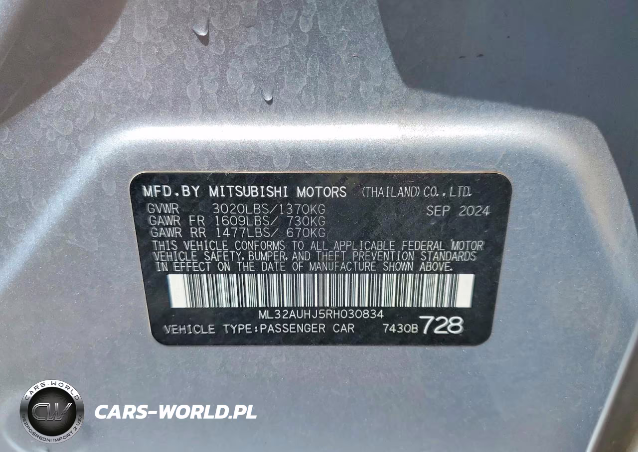 2024 Mitsubishi Mirage Es VIN:ML32AUHJ5RH030834 - 12