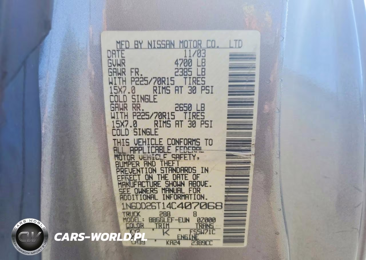 2004 Nissan Frontier King Cab Xe VIN:1N6DD26T14C407068 - 12