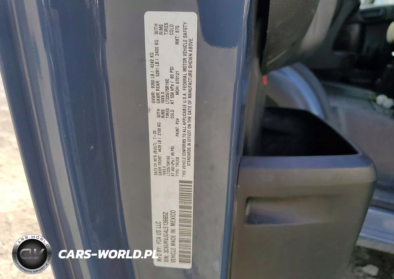 2020 Ram Promaster 3500 3500 High VIN:3C6URVJG4LE136652 - 13