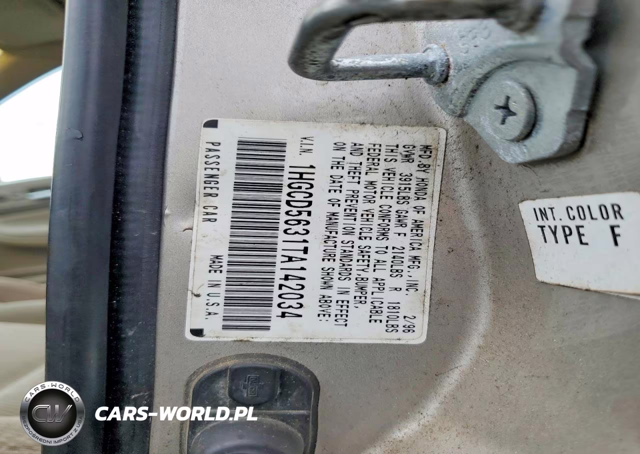 1996 Honda Accord Lx VIN:1HGCD5631TA142034 - 12