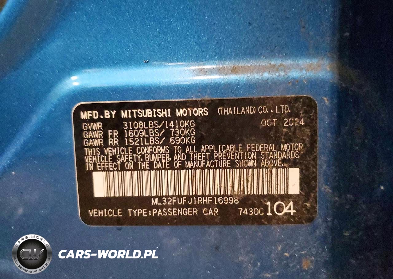 2024 Mitsubishi Mirage G4 Es VIN:ML32FUFJ1RHF16998 - 12