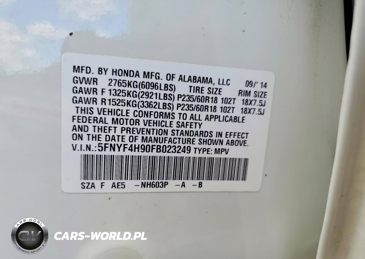 2015 Honda Pilot Touring VIN:5FNYF4H90FB023249 - 13
