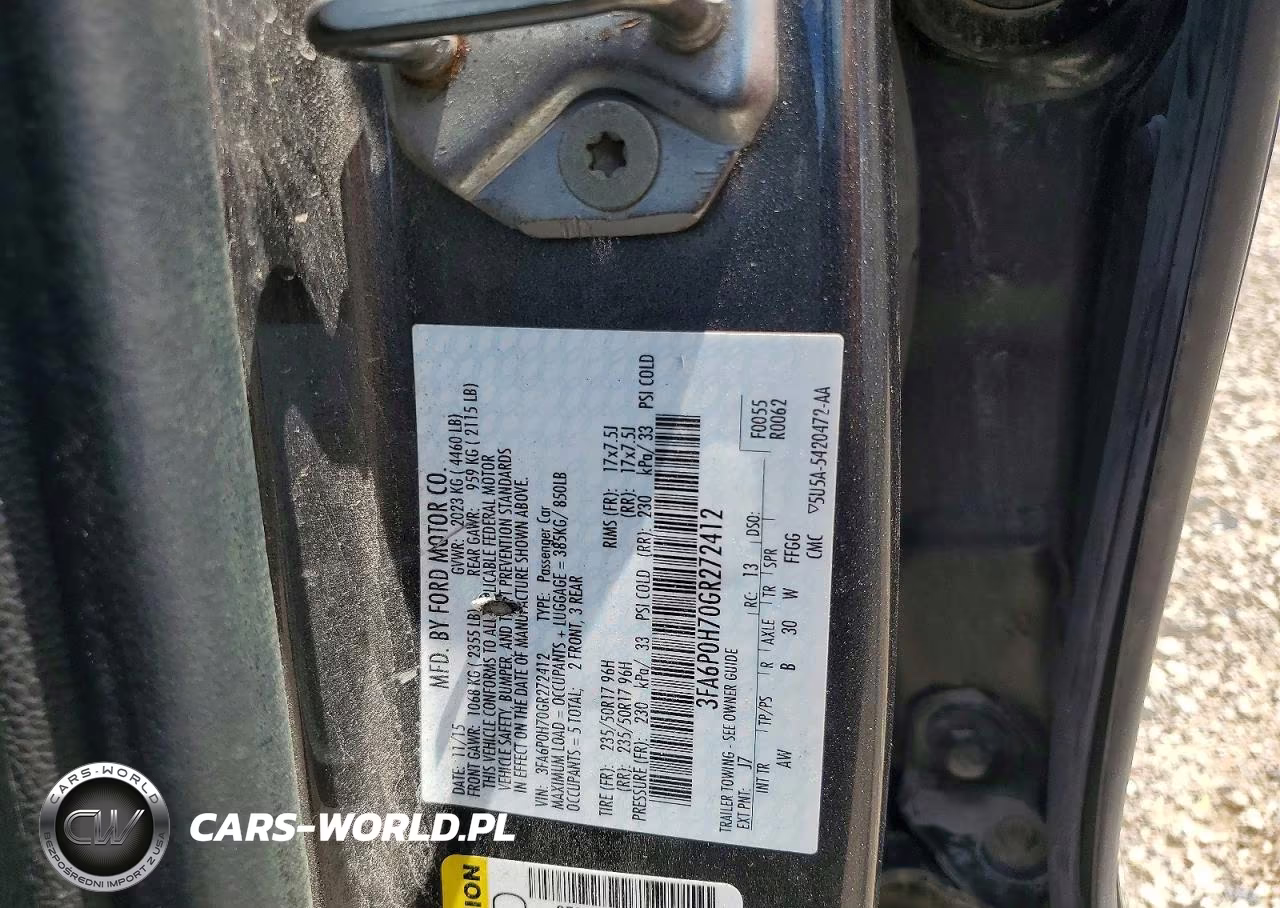 2016 Ford Fusion Se VIN:3FA6P0H70GR272412 - 12