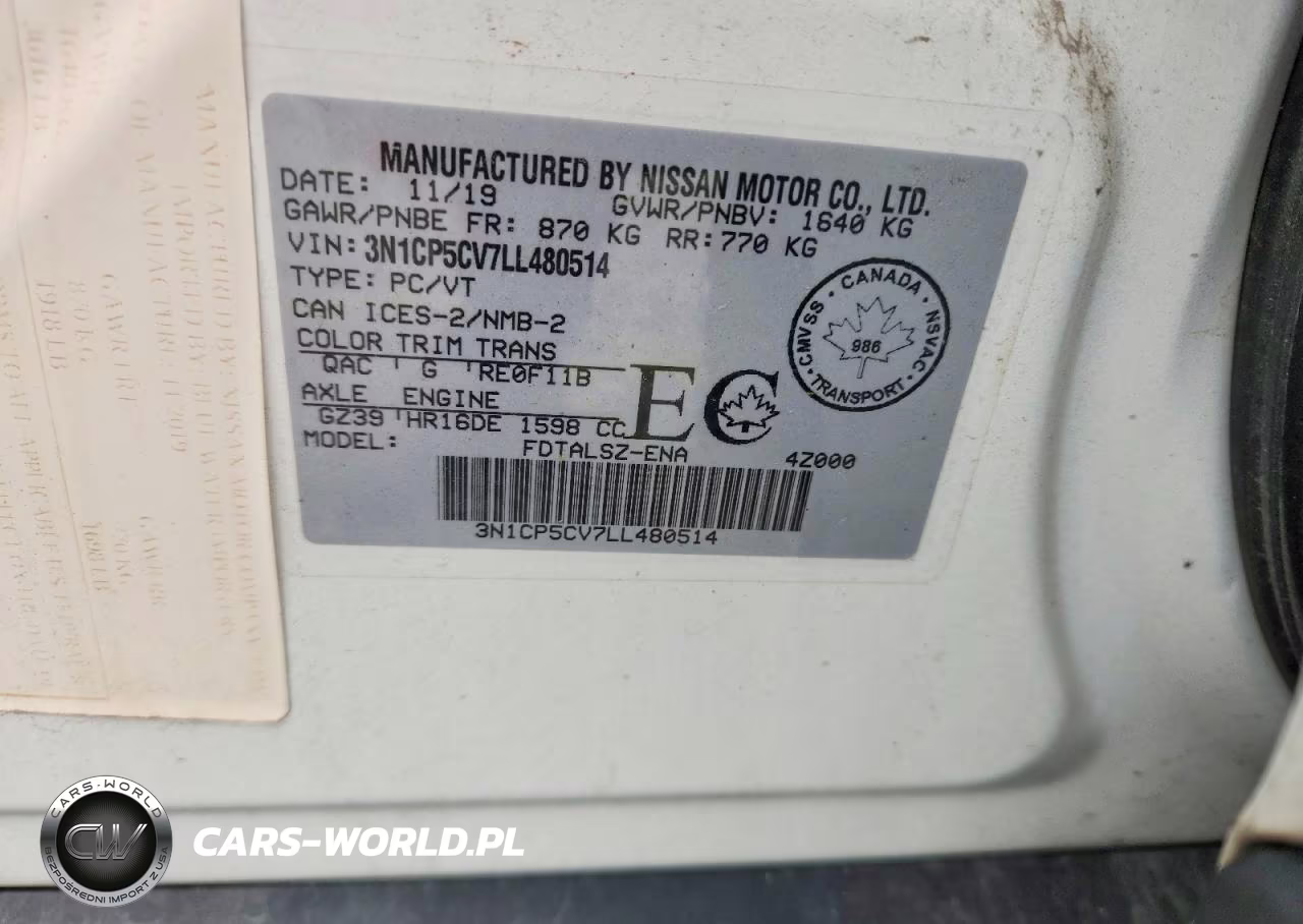 2020 Nissan Kicks Sv VIN:3N1CP5CV7LL480514 - 12