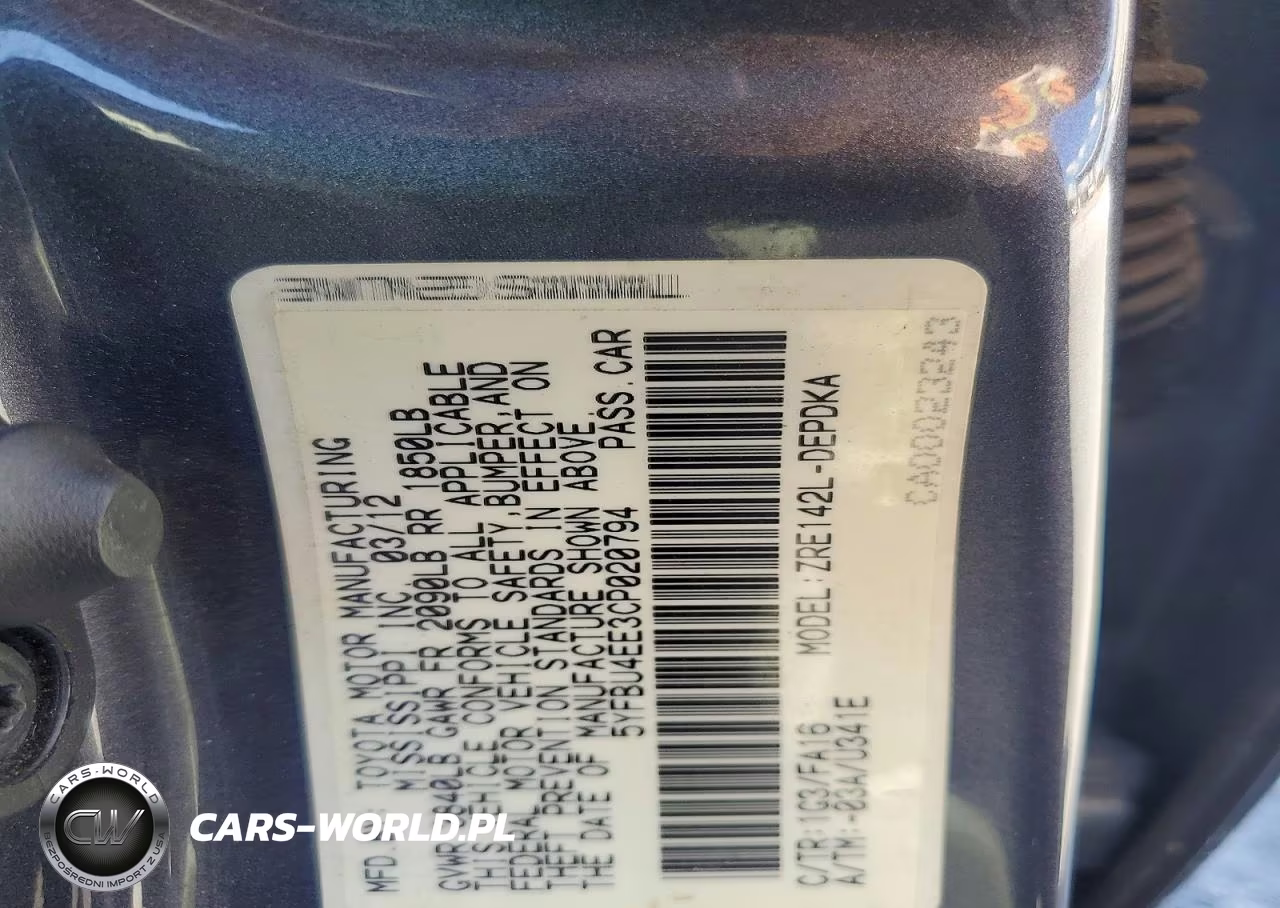 2012 Toyota Corolla L VIN:5YFBU4EE3CP020794 - 12