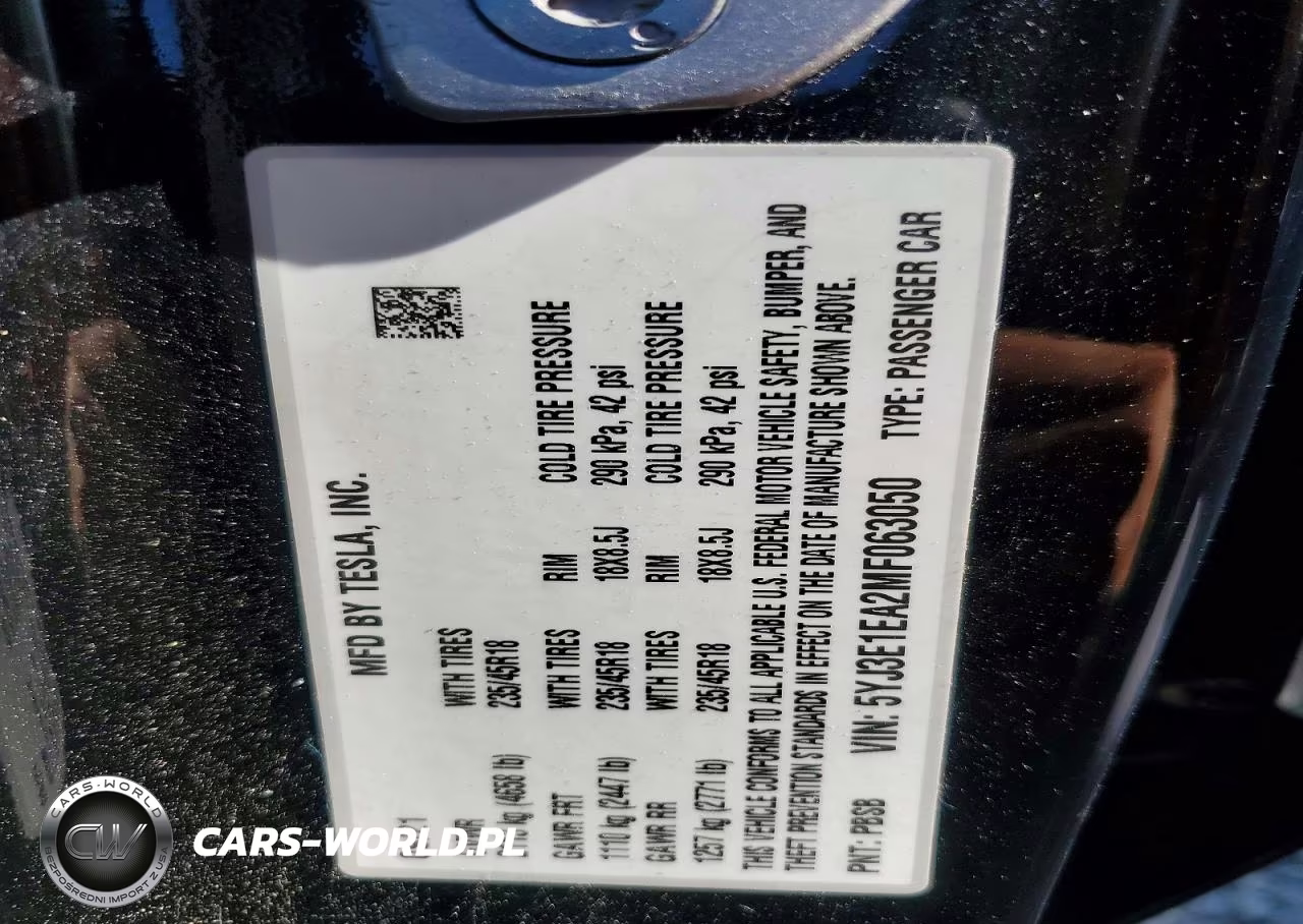 2021 Tesla Model 3 VIN:5YJ3E1EA2MF063050 - 12