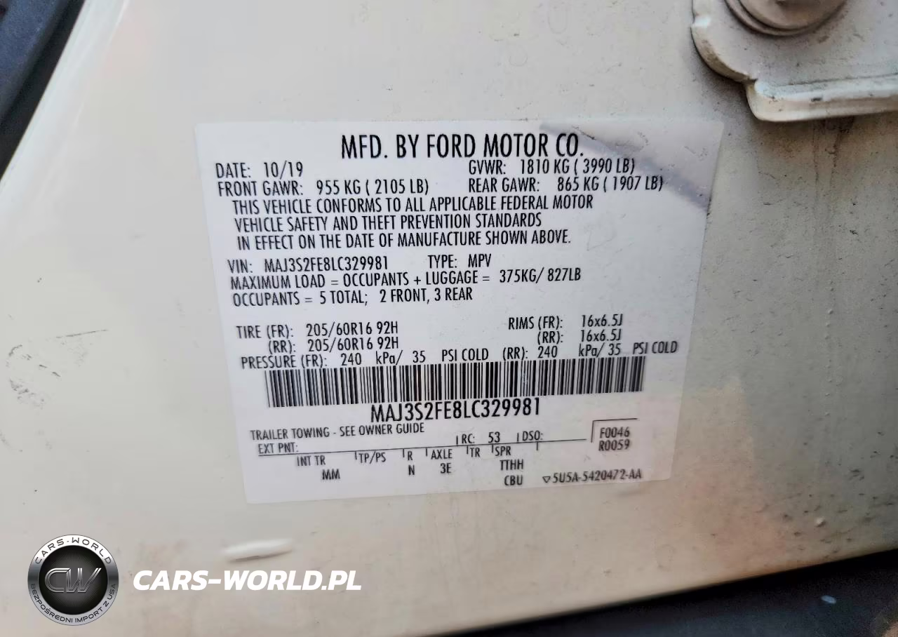 2020 Ford Ecosport S VIN:MAJ3S2FE8LC329981 - 13
