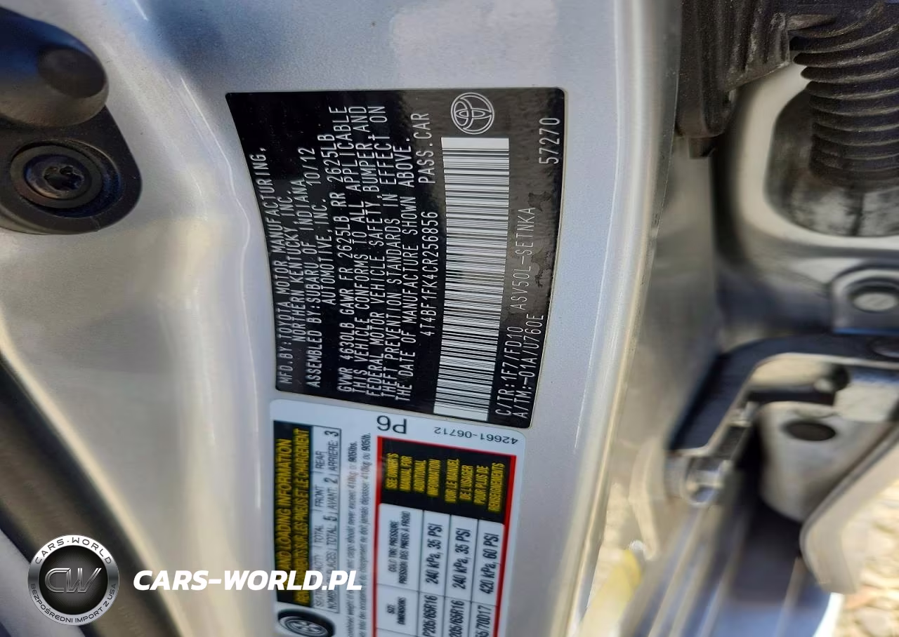 2012 Toyota Camry Le VIN:4T4BF1FK4CR256856 - 12
