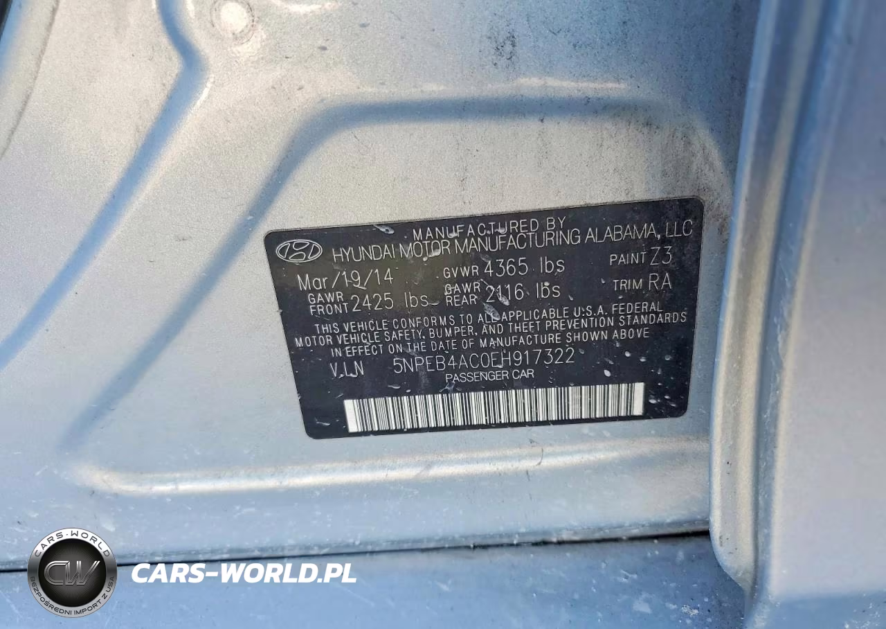2014 Hyundai Sonata Gls VIN:5NPEB4AC0EH917322 - 12