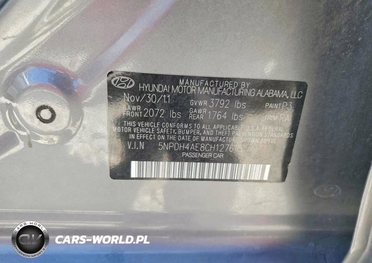 2012 Hyundai Elantra Gls VIN:5NPDH4AE8CH127615 - 12