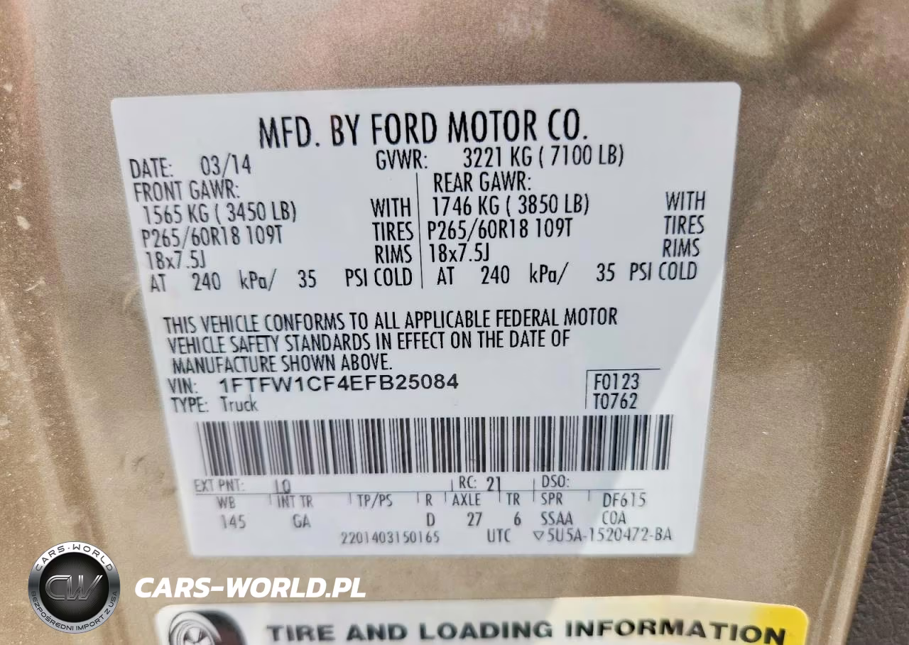 2014 Ford F150 Supercrew VIN:1FTFW1CF4EFB25084 - 12