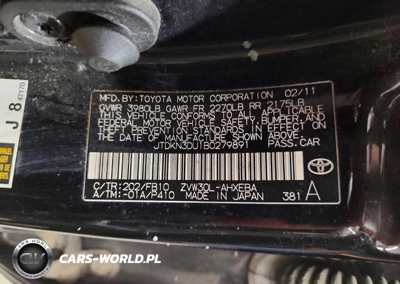 2011 Toyota Prius Two VIN:JTDKN3DU1B0279891 - 12