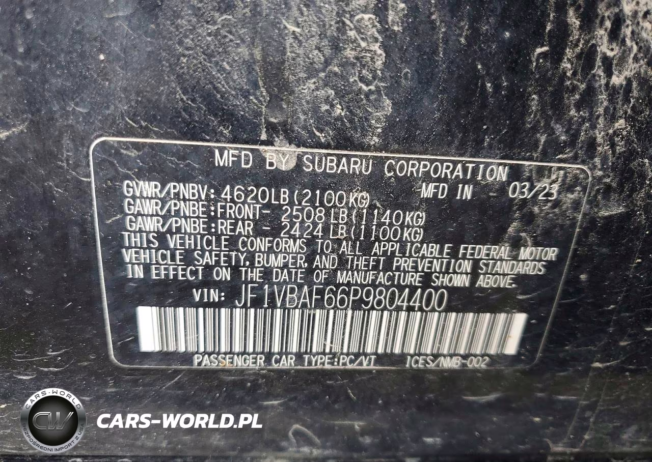 2023 Subaru Wrx Premium VIN:JF1VBAF66P9804400 - 13