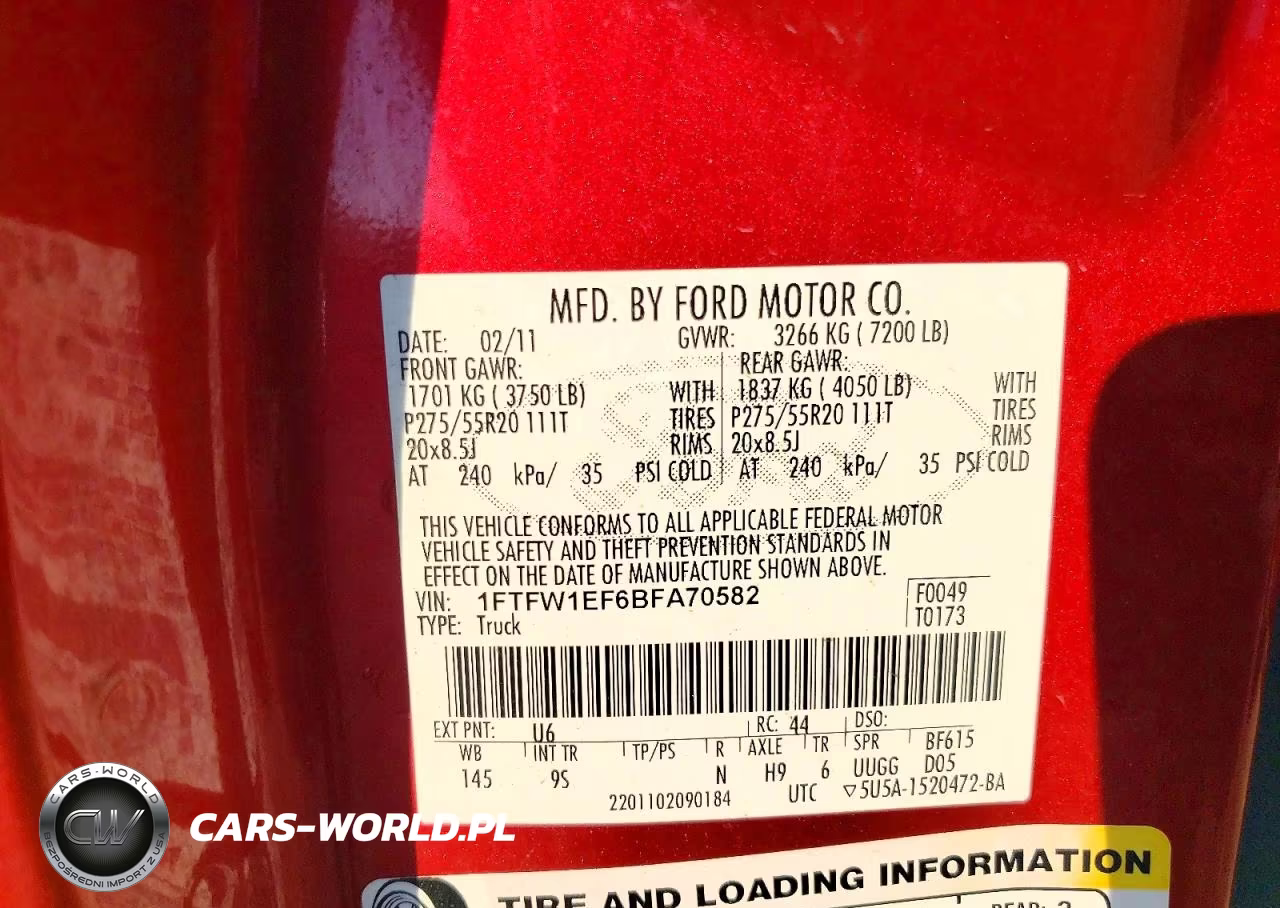 2011 Ford F150 Platinum VIN:1FTFW1EF6BFA70582 - 12