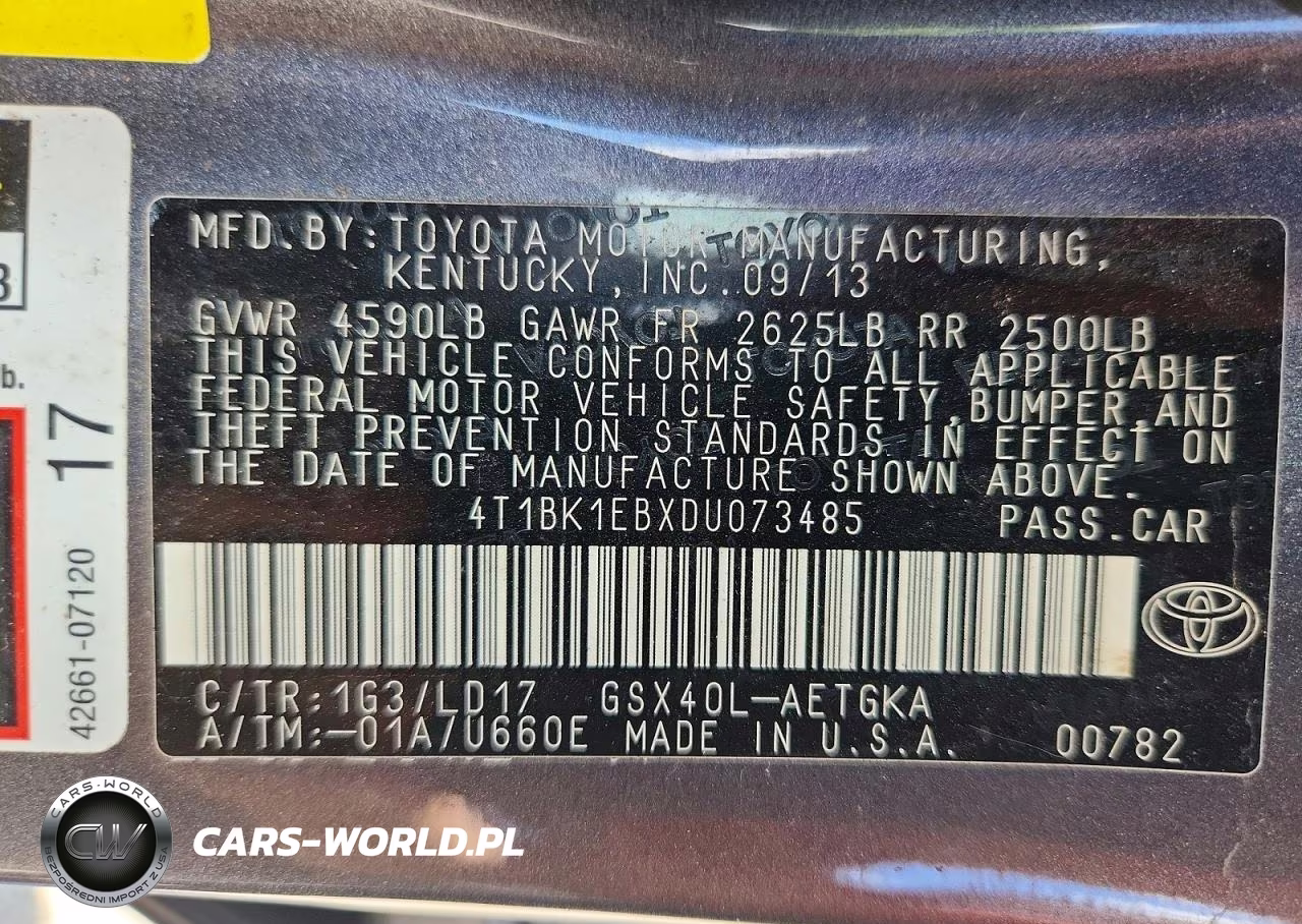 2013 Toyota Avalon Base VIN:4T1BK1EBXDU073485 - 12