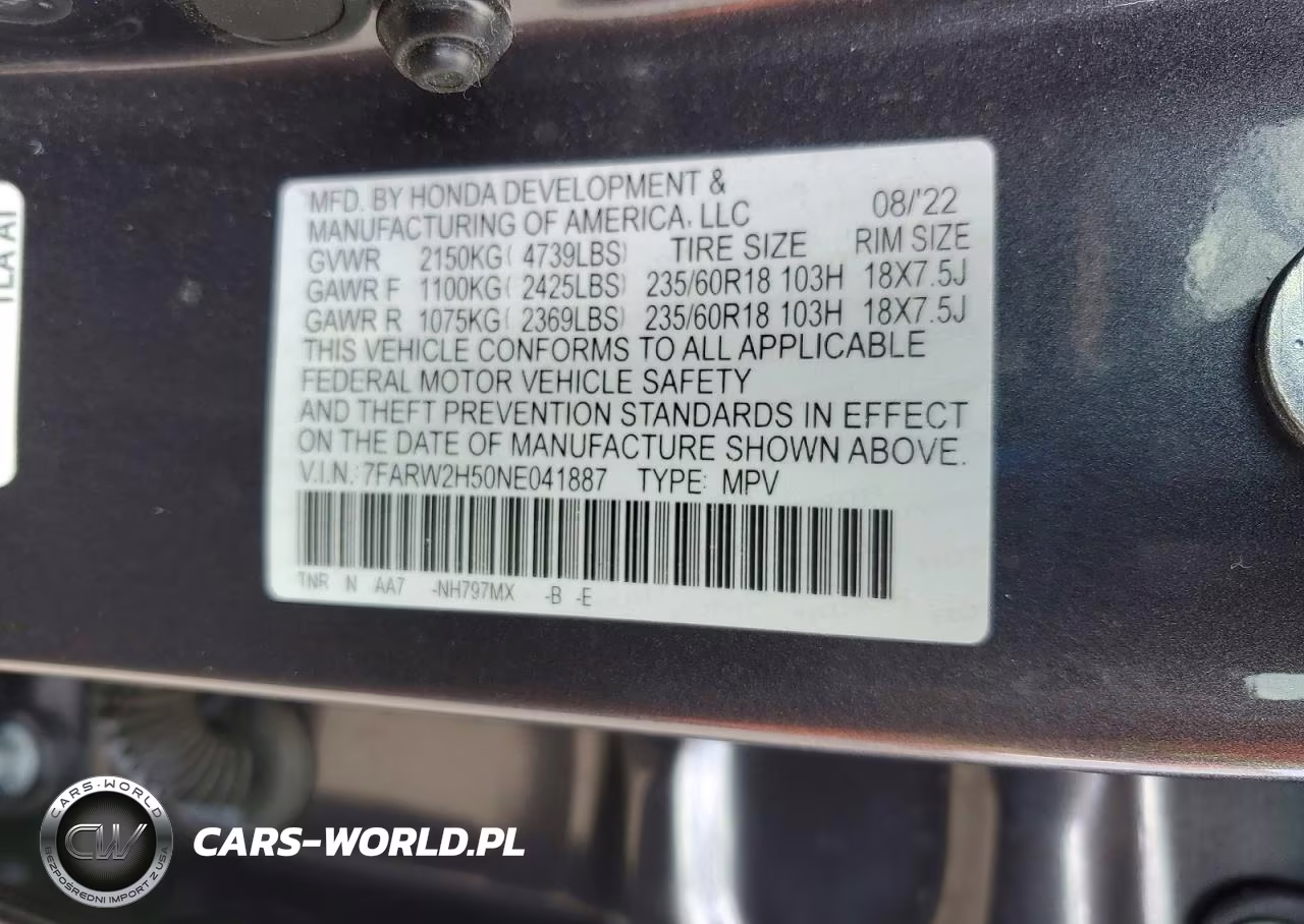 2022 Honda Cr-V Ex VIN:7FARW2H50NE041887 - 13