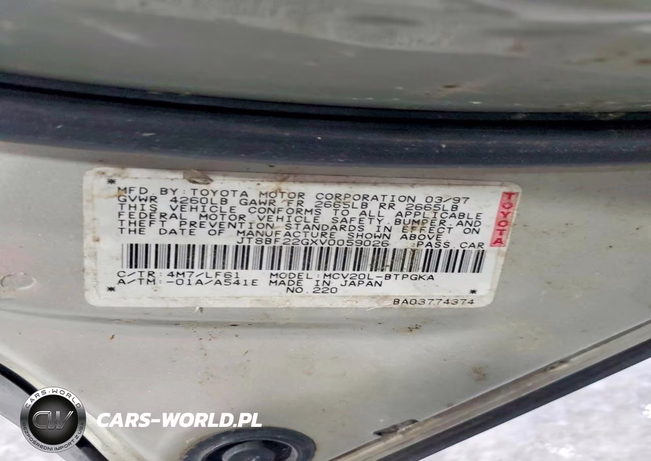 1997 Lexus Es 300 VIN:JT8BF22GXV0059026 - 13