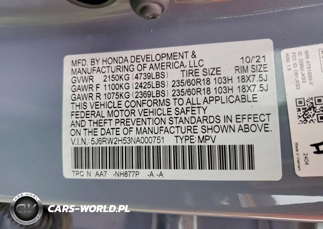 2022 Honda Cr-V Ex VIN:5J6RW2H53NA000751 - 13