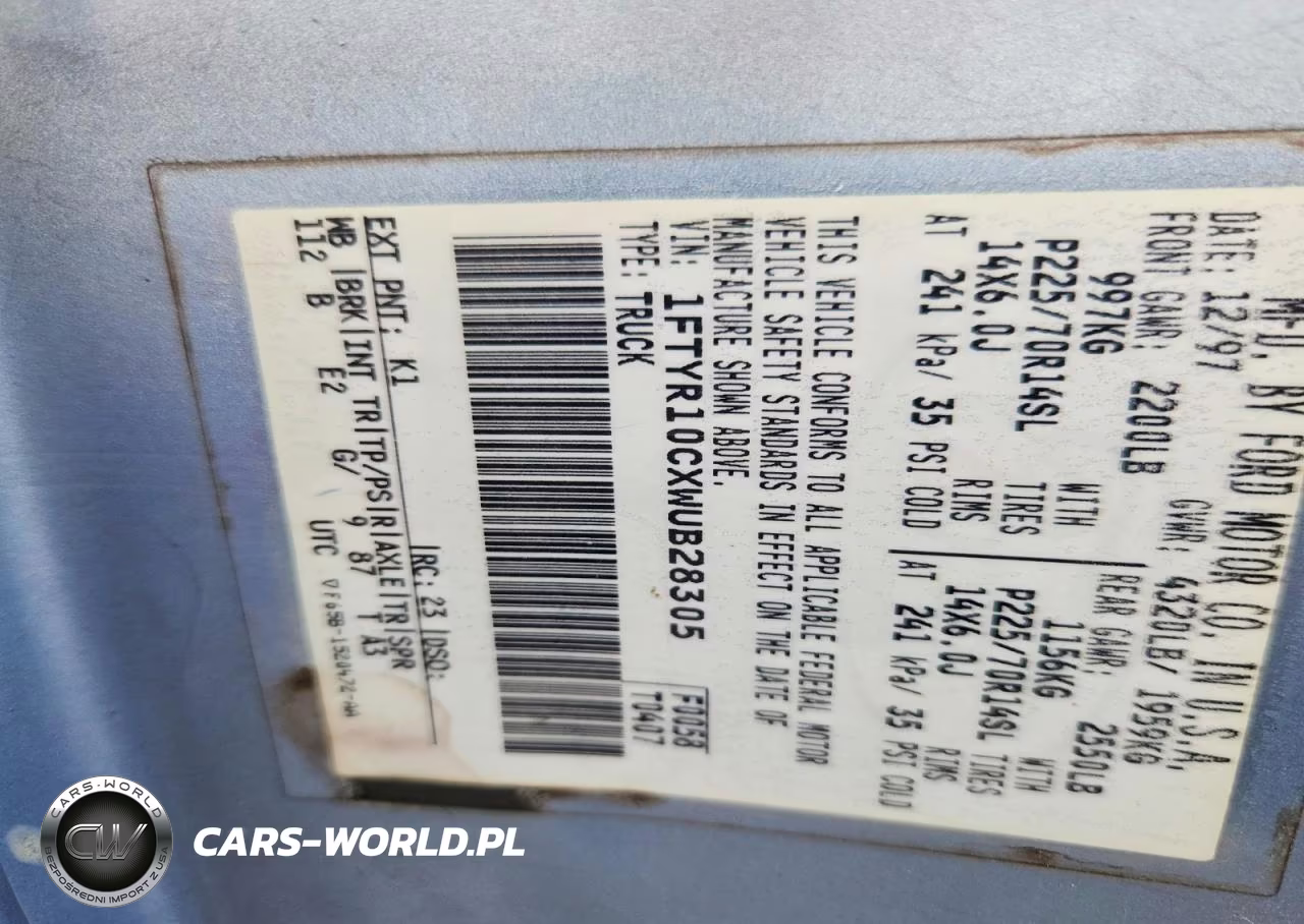 1998 Ford Ranger VIN:1FTYR10CXWUB28305 - 12