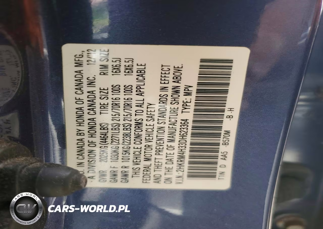 2013 Honda Cr-V Lx VIN:2HKRM4H33DH623364 - 13