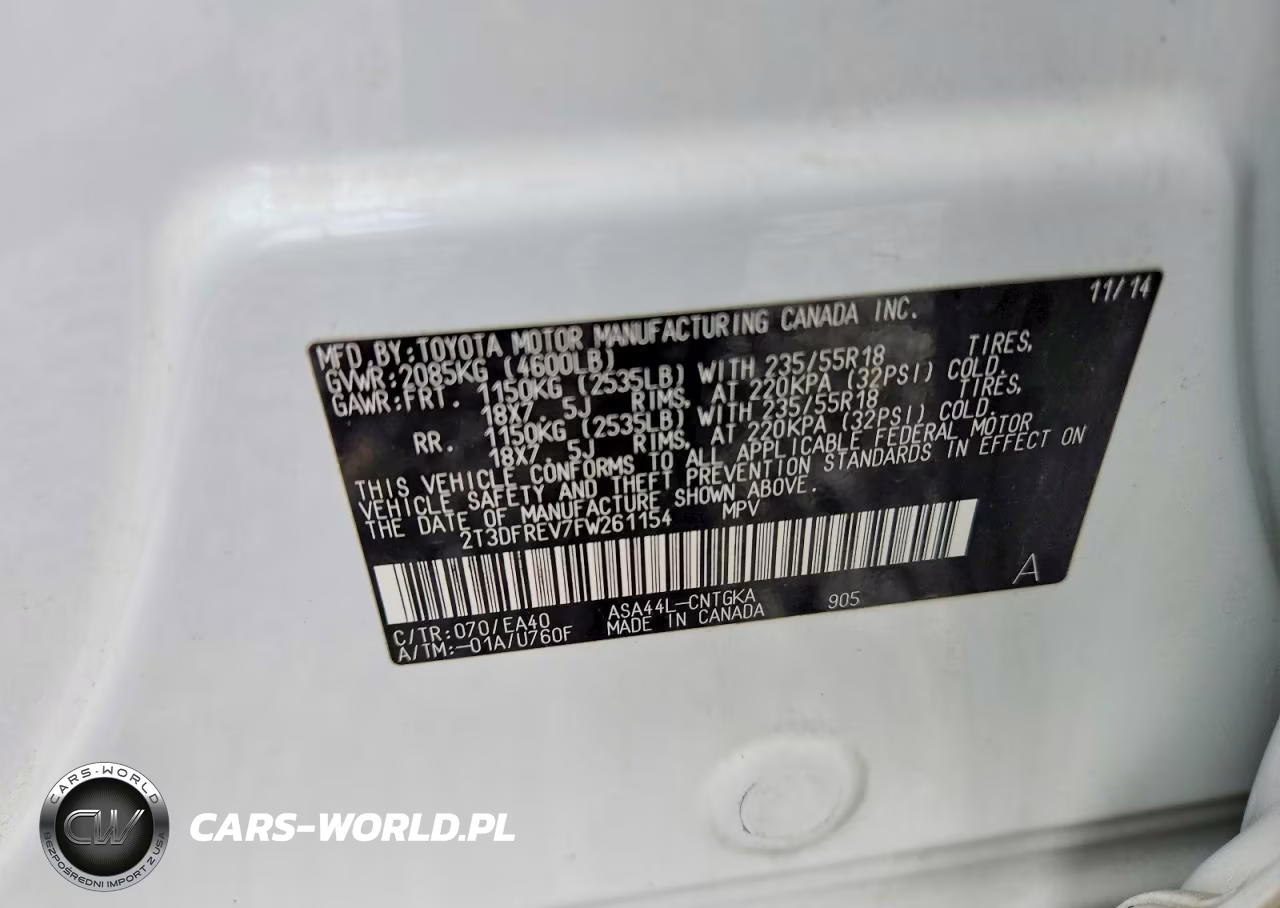 2015 Toyota Rav4 Limited VIN:2T3DFREV7FW261154 - 14