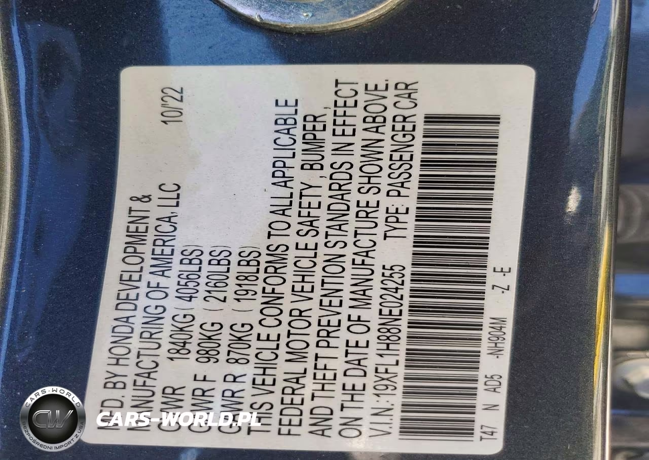 2022 Honda Civic Sport Touring VIN:19XFL1H88NE024255 - 13