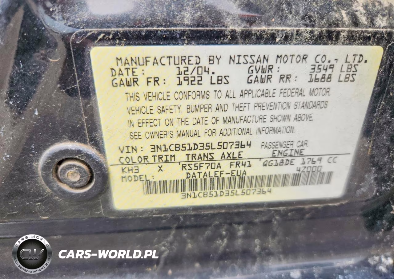 2005 Nissan Sentra VIN:3N1CB51D35L507364 - 12