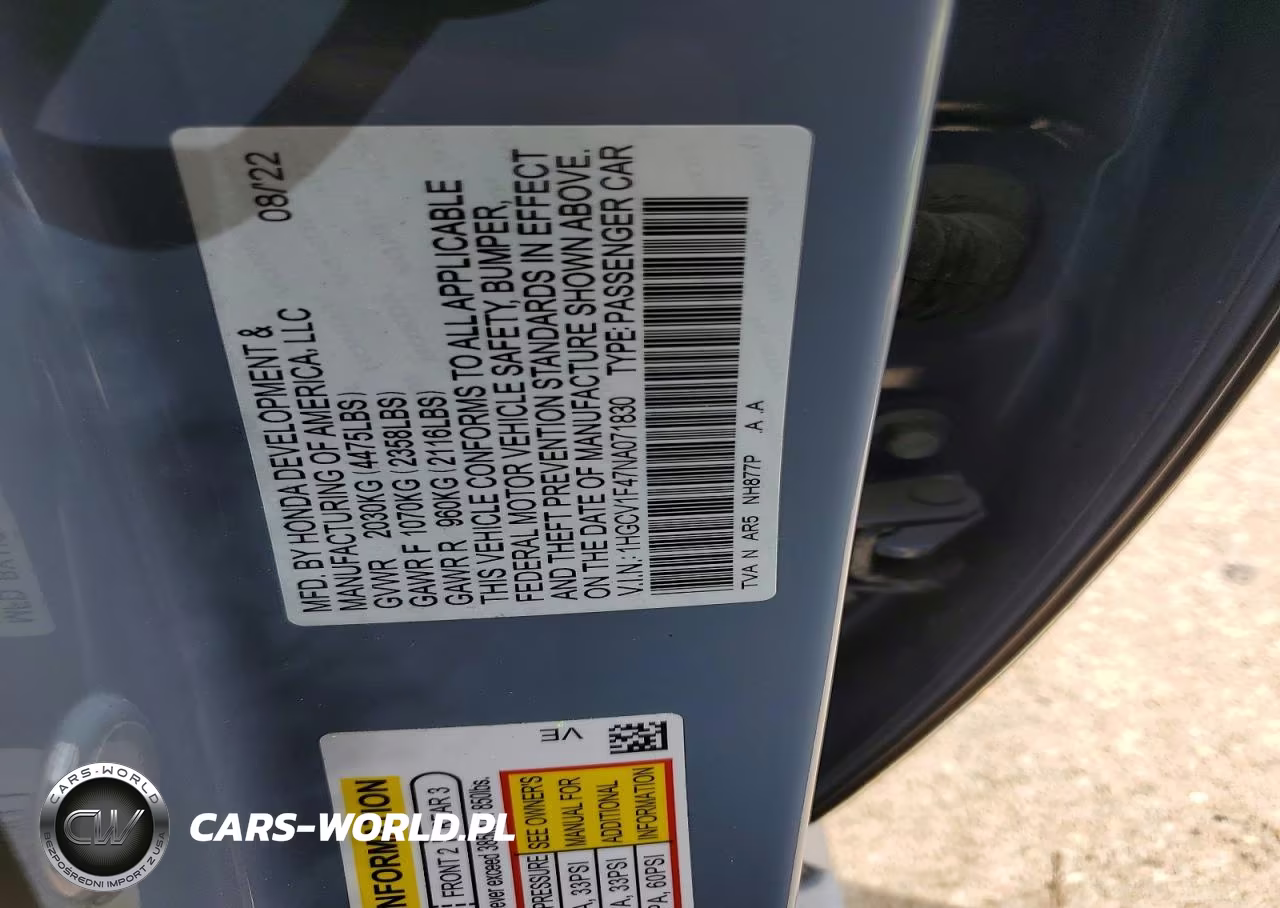 2022 Honda Accord Sport Se VIN:1HGCV1F47NA071830 - 12