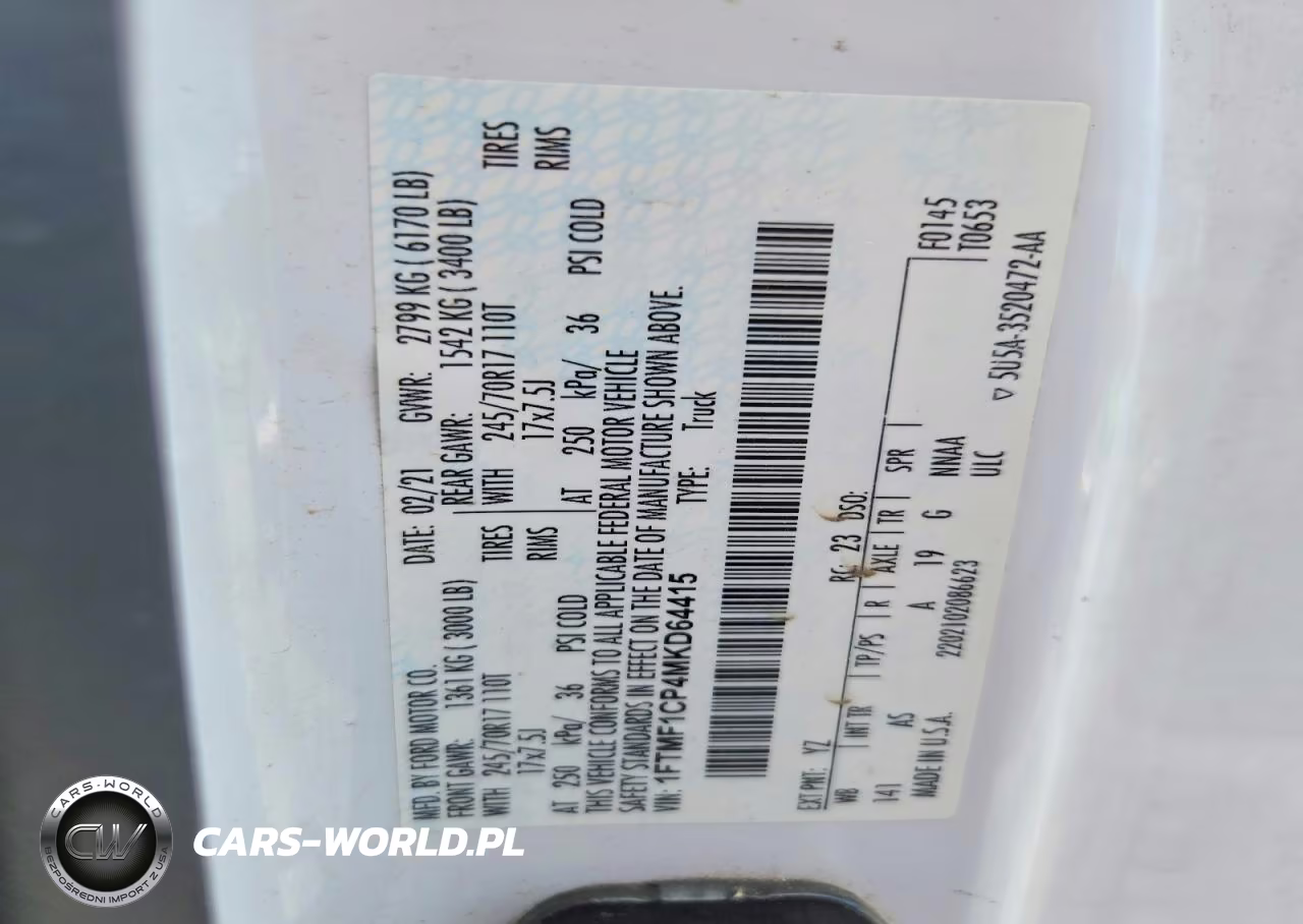 2021 Ford F150 VIN:1FTMF1CP4MKD64415 - 12
