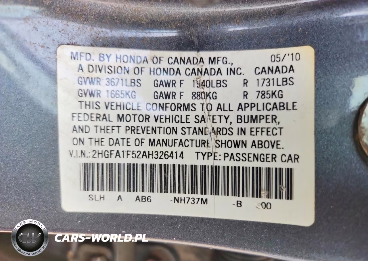2010 Honda Civic Lx VIN:2HGFA1F52AH326414 - 12