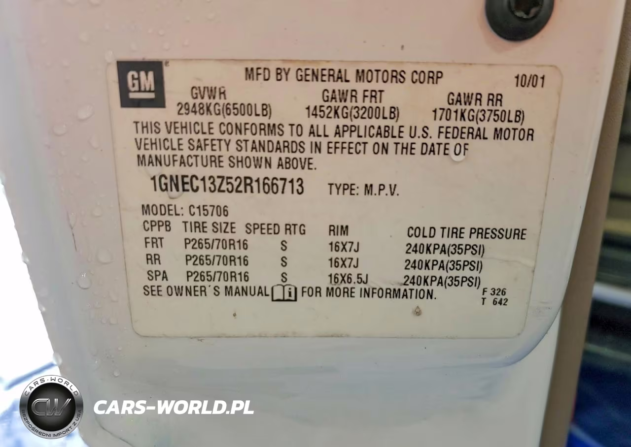 2002 Chevrolet Tahoe VIN:1GNEC13Z52R166713 - 13