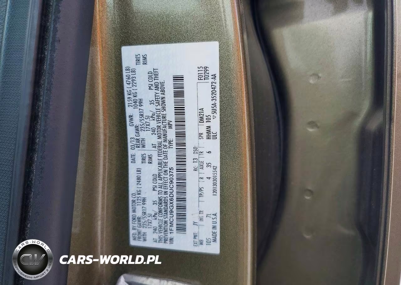 2013 Ford Escape Se VIN:1FMCU9GX6DUC90375 - 13