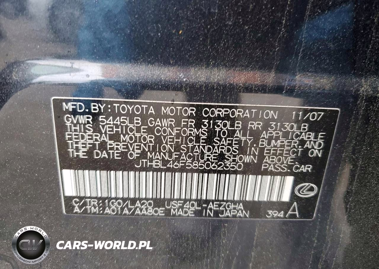 2008 Lexus Ls 460 VIN:JTHBL46F585062350 - 12