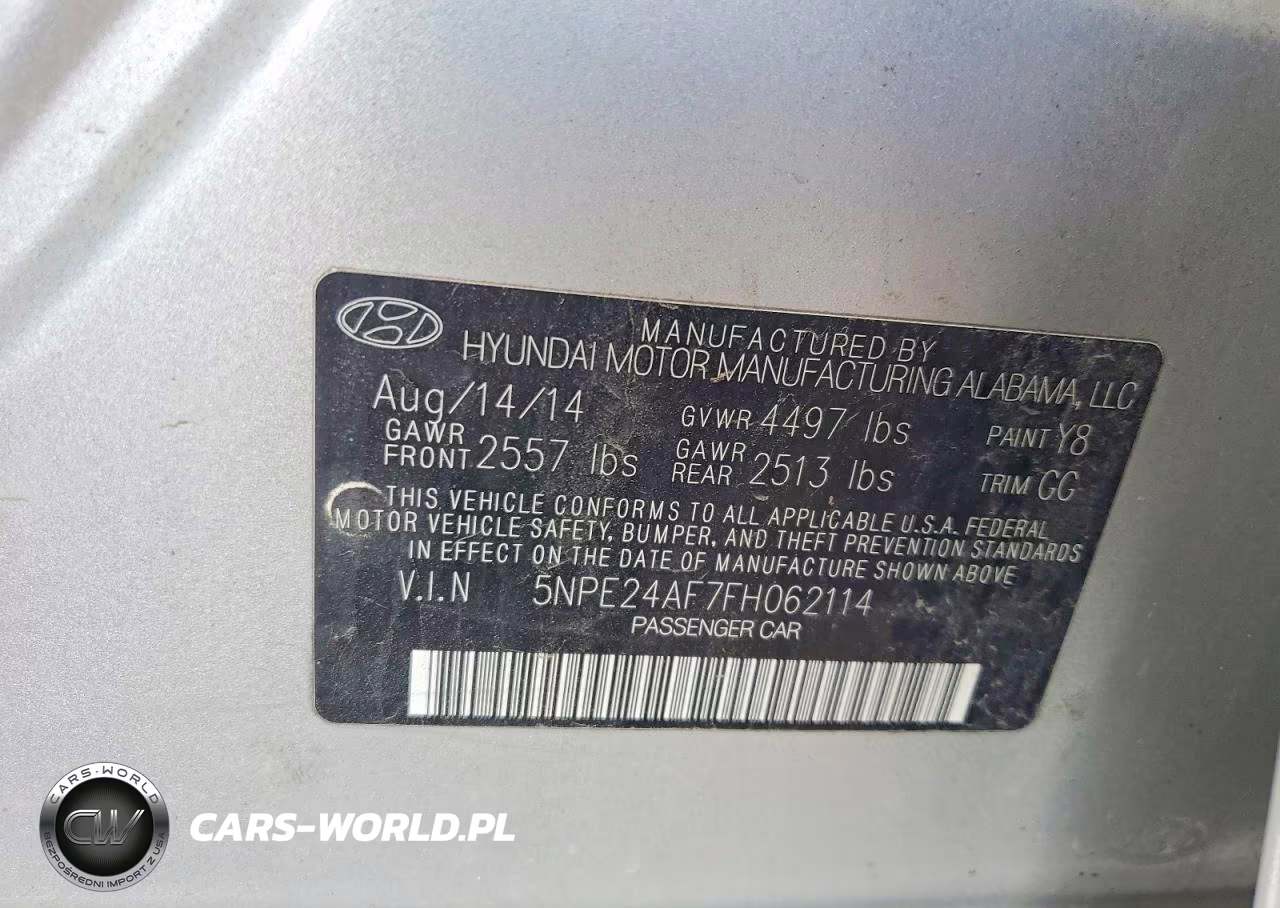 2015 Hyundai Sonata Se VIN:5NPE24AF7FH062114 - 12