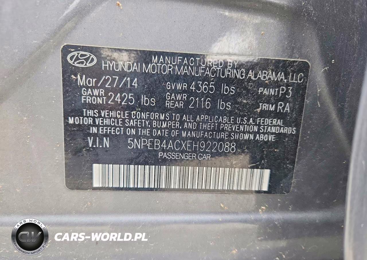 2014 Hyundai Sonata VIN:5NPEB4ACXEH922088 - 12