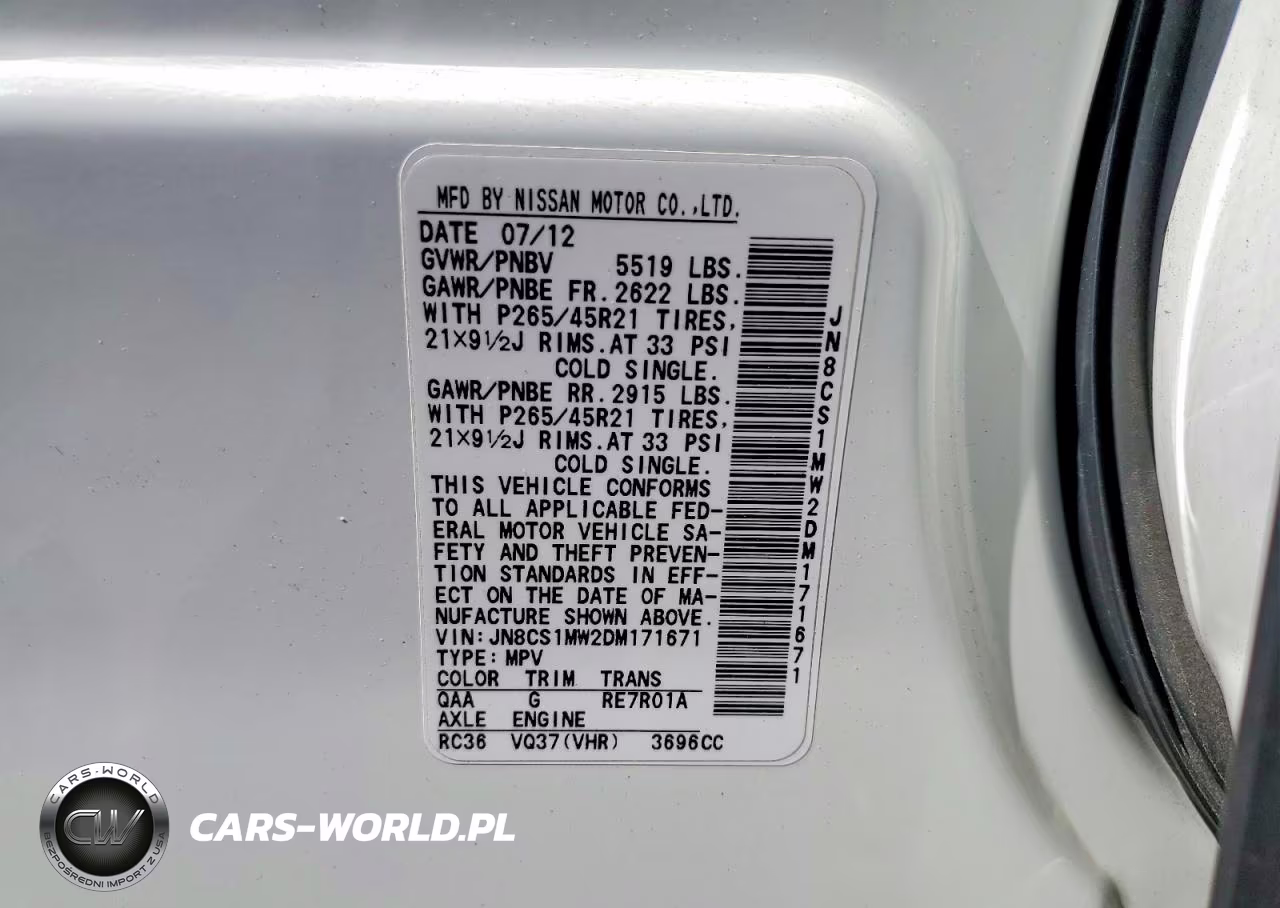 2013 Infiniti Fx37 Base VIN:JN8CS1MW2DM171671 - 14