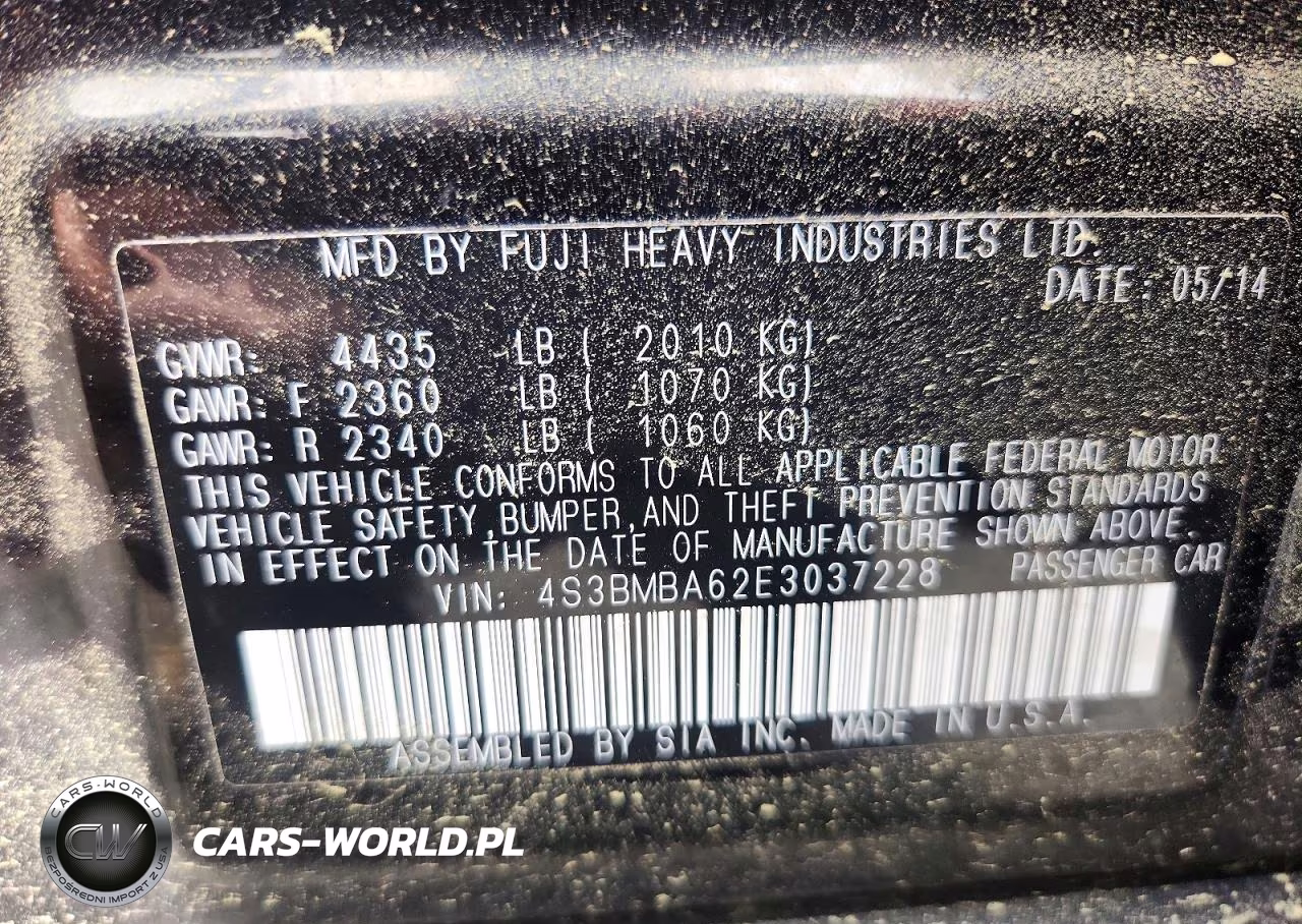 2014 Subaru Legacy 2.5I VIN:4S3BMBA62E3037228 - 12