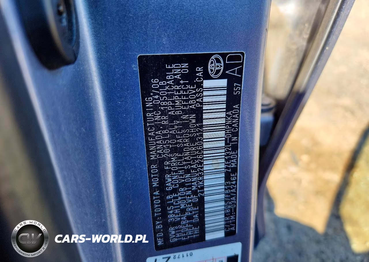 2006 Toyota Corolla Matrix Xr VIN:2T1KR32E26C603121 - 12