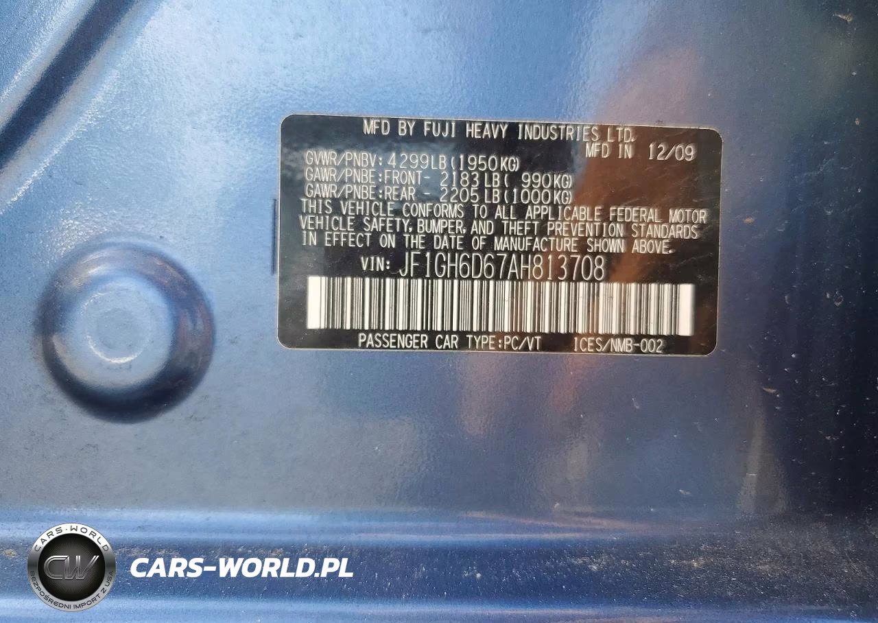 2010 Subaru Impreza Outback Sport VIN:JF1GH6D67AH813708 - 12