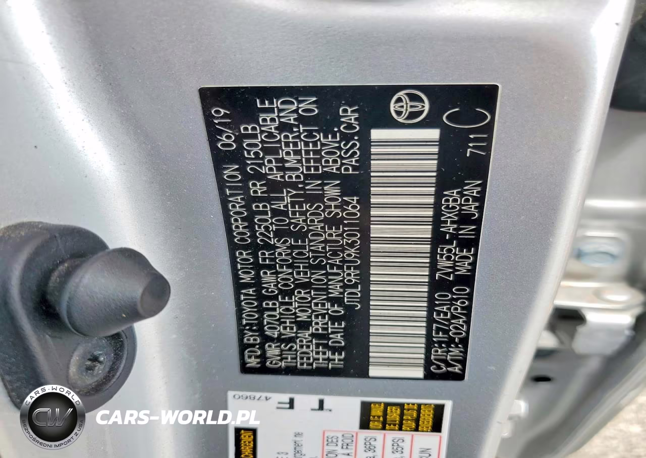 2019 Toyota Prius Xle Awd-E VIN:JTDL9RFU9K3011064 - 12
