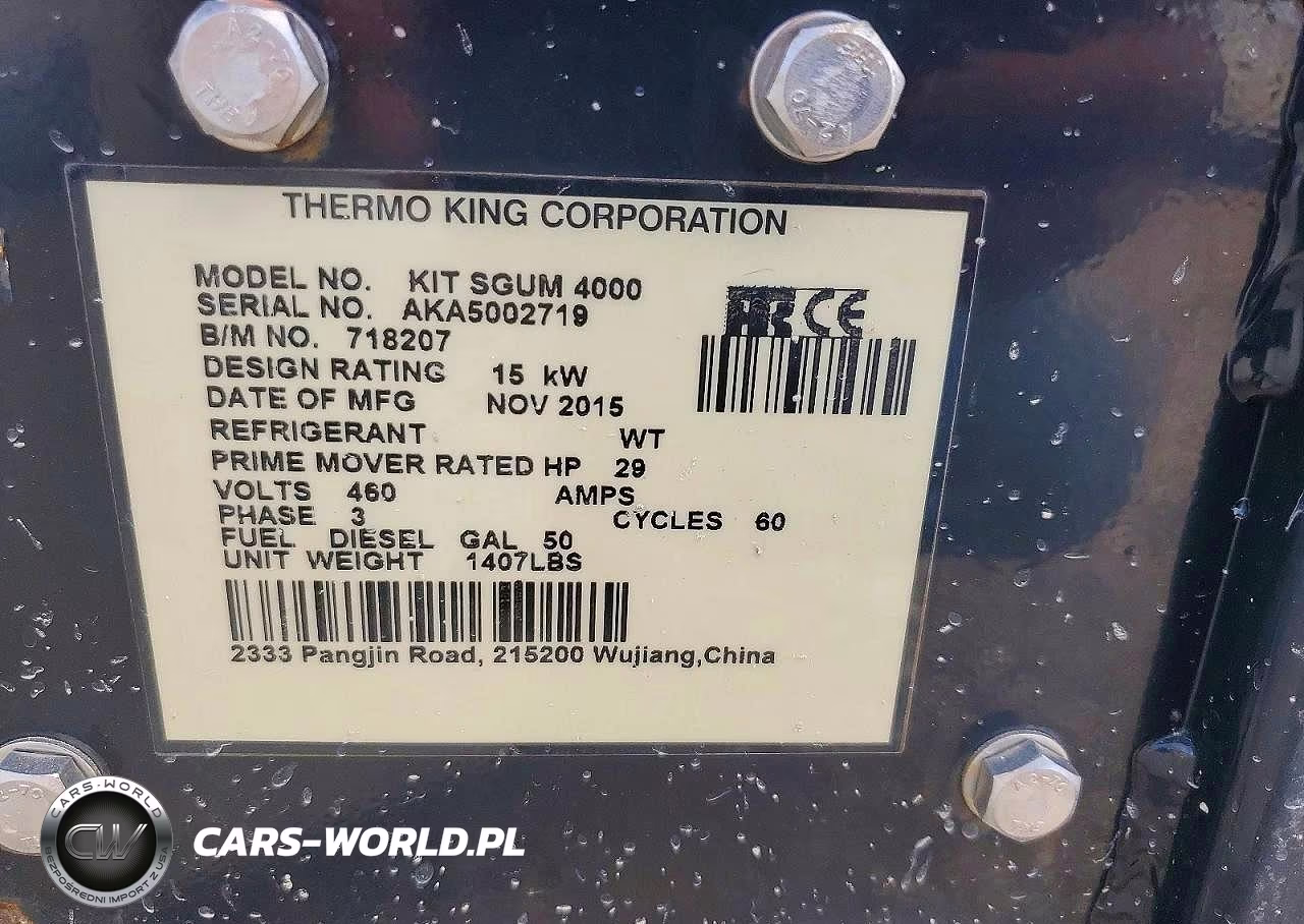 2015 Thermo King Sg 4000 - Generator Set VIN:AKA5002719 - 10