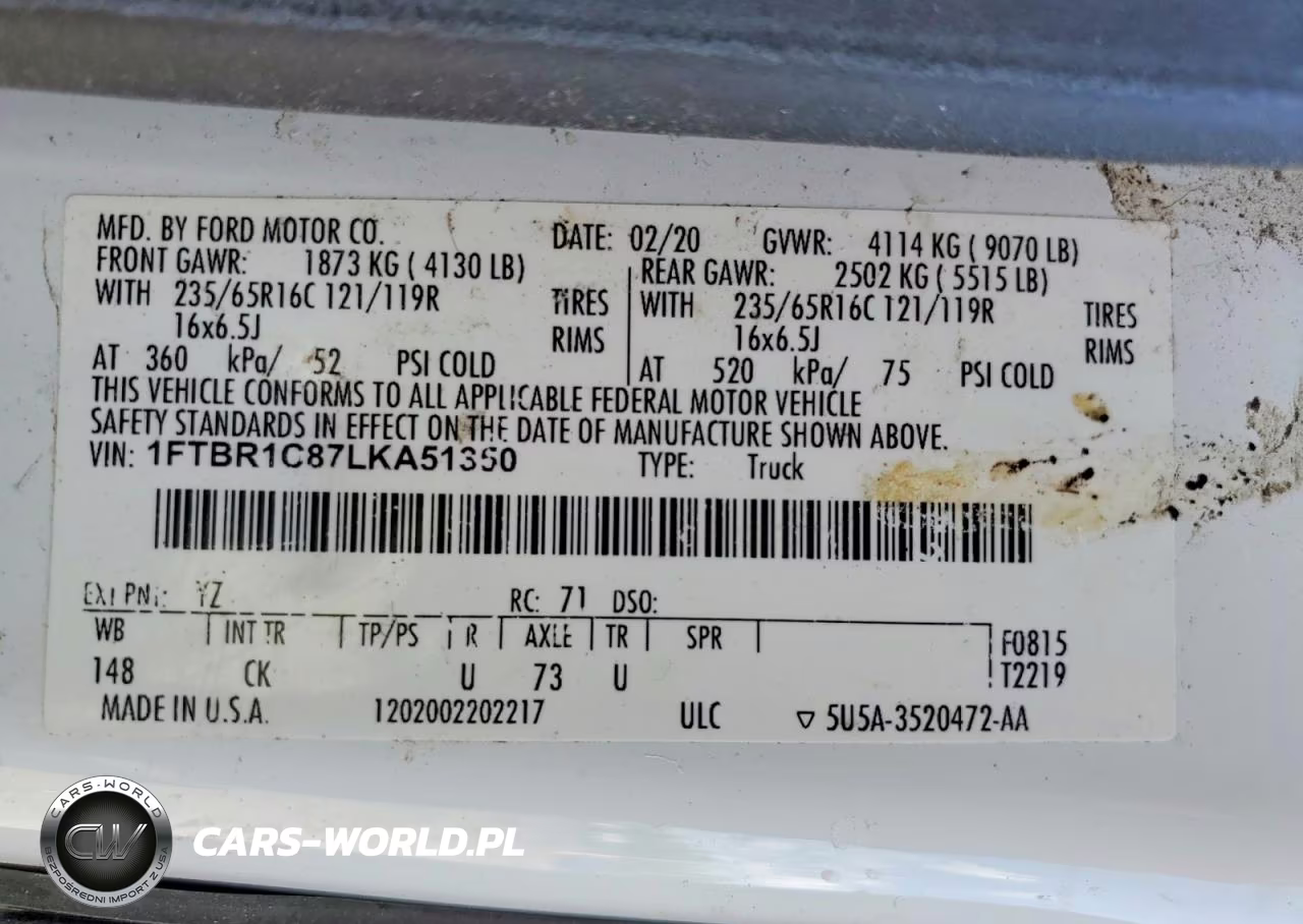 2020 Ford Transit T-250 VIN:1FTBR1C87LKA51350 - 13