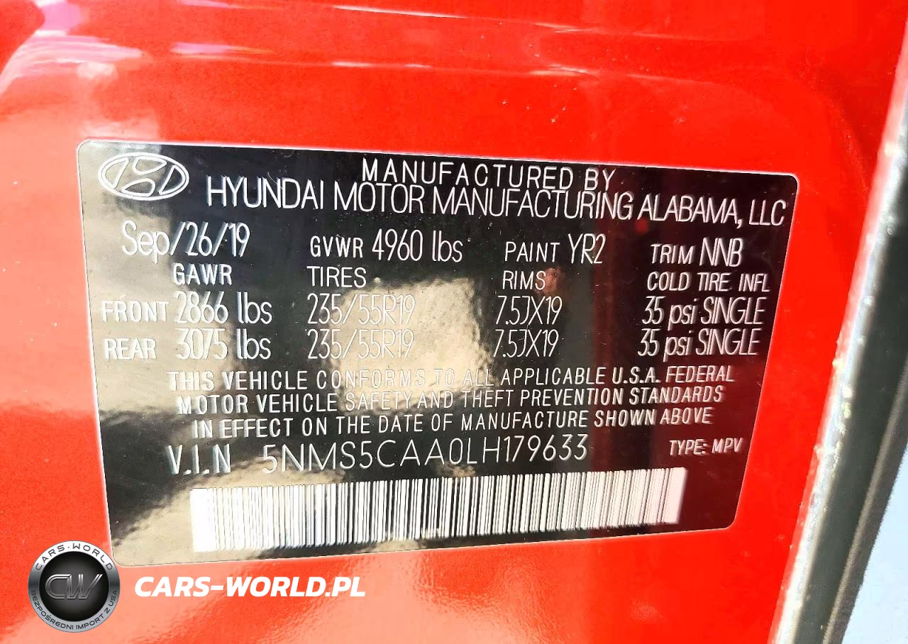 2020 Hyundai Santa Fe Limited 2.0T VIN:5NMS5CAA0LH179633 - 13