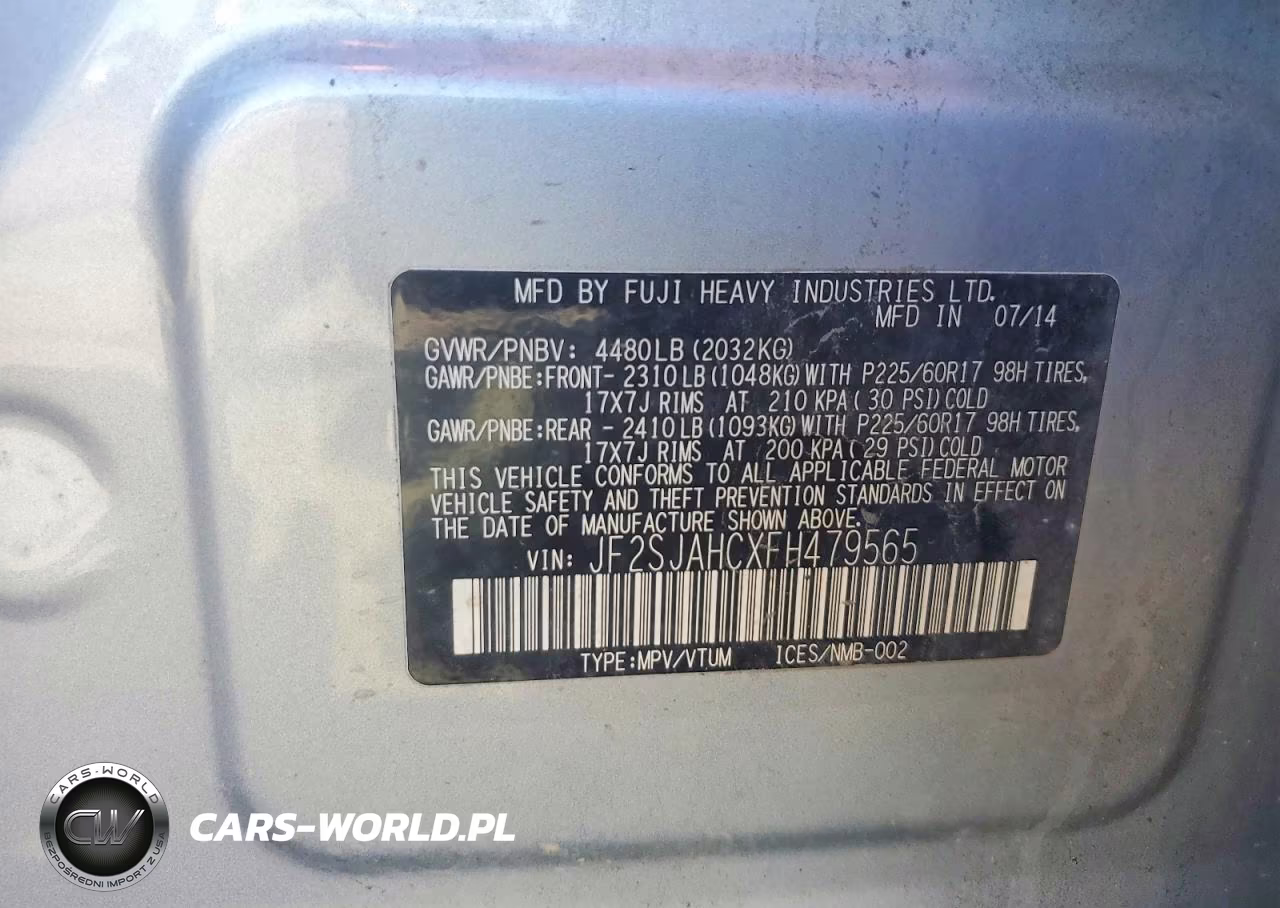 2015 Subaru Forester 2.5I Limited VIN:JF2SJAHCXFH479565 - 13
