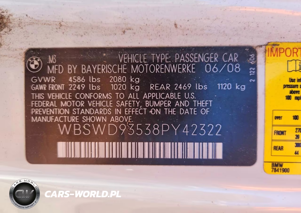 2008 BMW M3 VIN:WBSWD93538PY42322 - 12