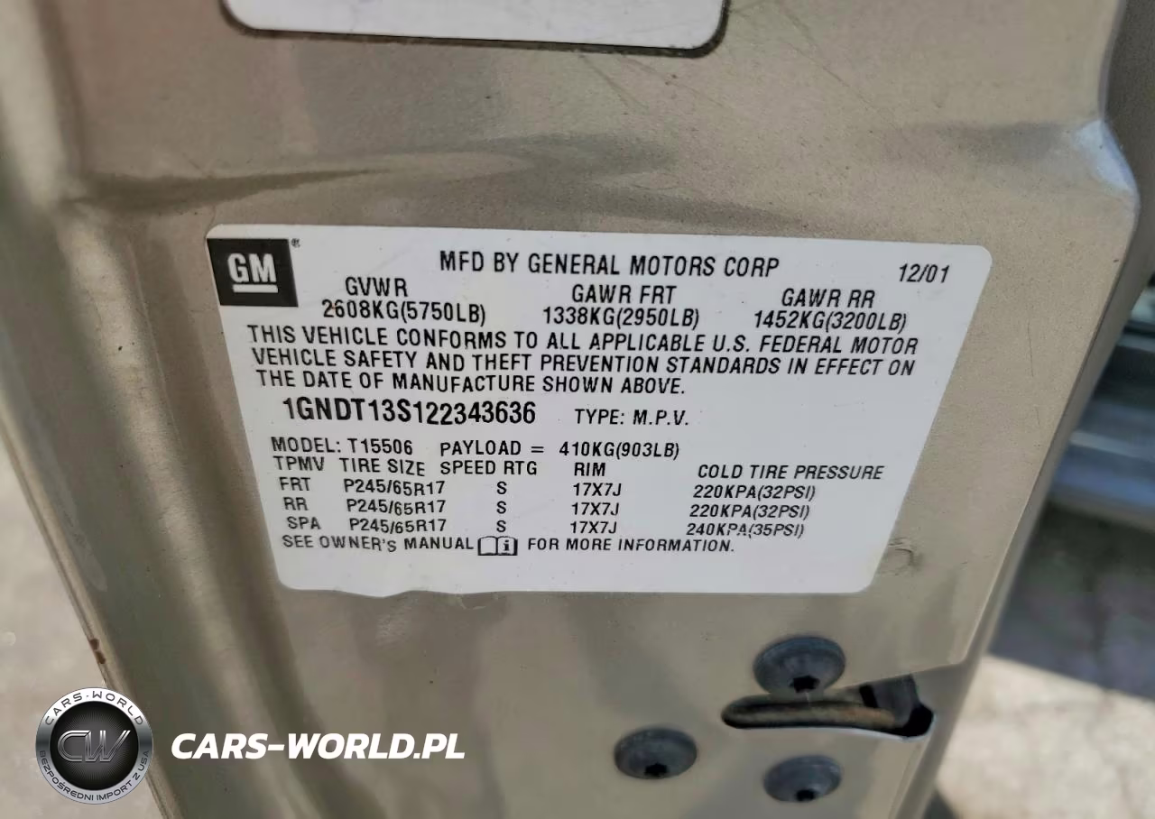 2002 Chevrolet Trailblazer VIN:1GNDT13S122343636 - 12