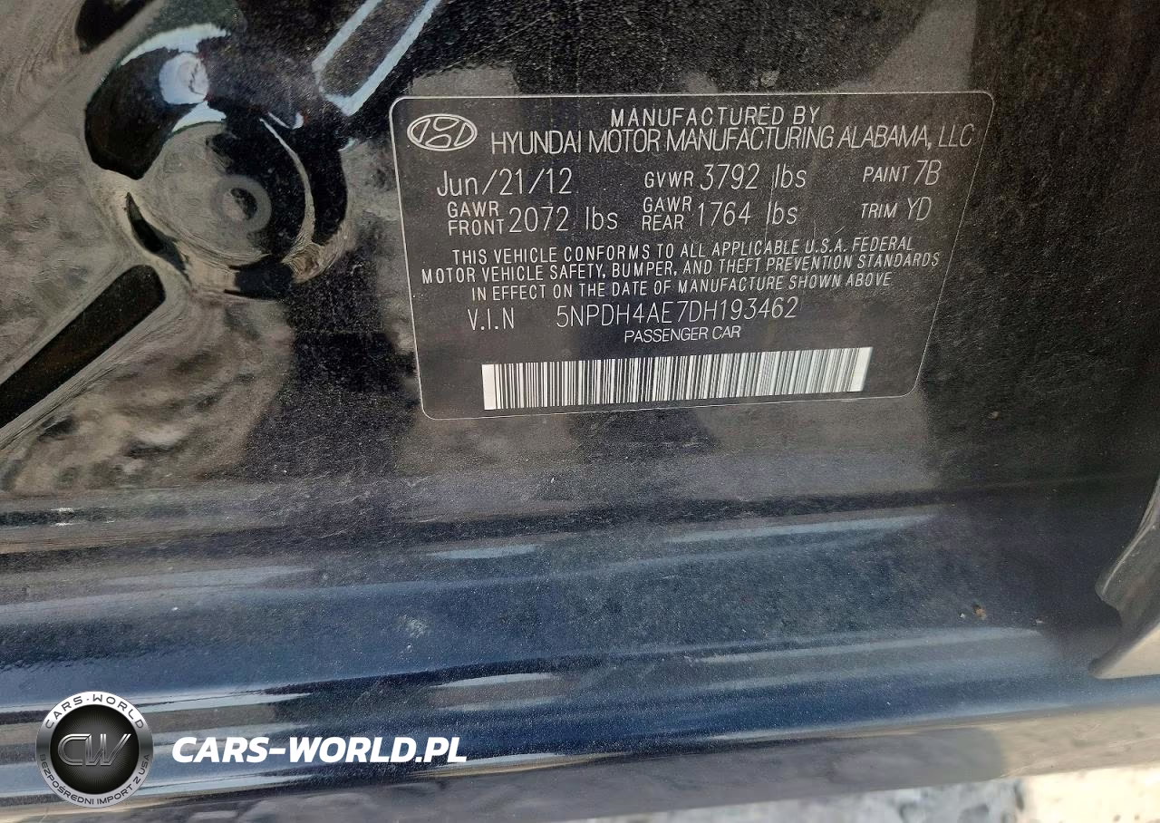 2013 Hyundai Elantra Gls VIN:5NPDH4AE7DH193462 - 12